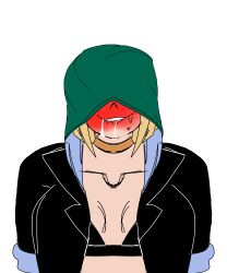 Rule 34 | 1girl, absurdres, aroused, atomic wedgie, black survival, blonde hair, blush, breasts, commentary, covered eyes, english commentary, eternal return: black survival, female pervert, green panties, hart floyd, highres, jolynecujohwedgie, object on head, official alternate costume, panties, panties on head, panty mask, pervert, self-upload, short hair, smile, solo, steam, transparent background, underwear, underwear on head, wedgie