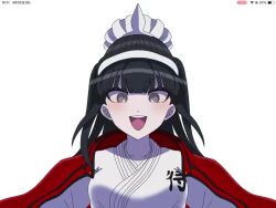 1girl animated black_hair blush grey_eyes japanese_clothes long_hair looking_at_viewer magadori_kyoshika open_mouth simple_background solo solo_focus tagme teeth the_hundred_line_-last_defense_academy- upper_body upper_teeth_only video white_background