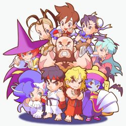 Rule 34 | 3boys, 6+girls, absurdres, animal ears, animal hands, animal print, bat (animal), bat print, bat wings, black hair, blonde hair, blue eyes, blue hair, blue skin, boots, breasts, brown eyes, brown hair, bun cover, capcom, cape, cat ears, cat girl, cat tail, chibi, china dress, chinese clothes, chun-li, cleavage, colored skin, company connection, crossed arms, crossed legs, crossover, double bun, dress, everyone, felicia (darkstalkers), fingerless gloves, game cg, gloves, green hair, hair bun, hand on another&#039;s shoulder, hat, head wings, headband, highres, hsien-ko, ibuki (street fighter), kasugano sakura, ken masters, long hair, maeda shima, medium breasts, mei-ling (darkstalkers), morrigan aensland, multiple boys, multiple girls, muscular, night, ninja, non-web source, official art, pantyhose, pocket fighter, poking head, print pantyhose, red eyes, red hair, ryu (street fighter), sailor collar, school uniform, serafuku, short hair, simple background, sitting, sitting on person, skirt, smile, street fighter, tabasa, tail, thighhighs, white background, white boots, wings, witch, zangief