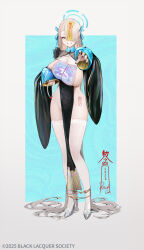 Rule 34 | absurdres, asuna (blue archive), blackcat enjia, blonde hair, blue archive, blue eyes, blue halo, breasts, chinese clothes, hair over one eye, halo, highres, jiangshi, jiangshi costume, large breasts, long hair, looking at viewer, mole, mole on breast, ofuda, outstretched arms, pelvic curtain, smile, solo, talisman