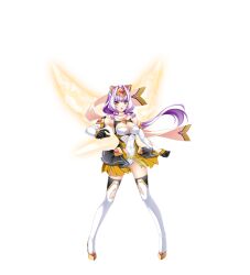 Rule 34 | 1girl, :o, animal ears, azarin (kouyoku senki exs-tia), bare shoulders, black gloves, boots, breasts, cleavage, cleavage cutout, clenched hand, clothing cutout, covered navel, detached sleeves, elbow gloves, electricity, energy wings, exs-tia magica, fake animal ears, floating hair, full body, game cg, gloves, gluteal fold, hair intakes, headgear, highres, inoino, kouyoku senki exs-tia, large breasts, large variant set, layered skirt, leotard, long hair, looking at viewer, magical girl, medium breasts, non-web source, official art, open mouth, pigeon-toed, purple hair, scarf, showgirl skirt, skirt, solo, standing, tachi-e, thigh boots, thighhighs, torn clothes, torn gloves, torn leotard, torn skirt, torn thighhighs, transparent background, variant set, white leotard, white thighhighs, wings, yellow eyes, yellow skirt, yellow trim, zettai ryouiki