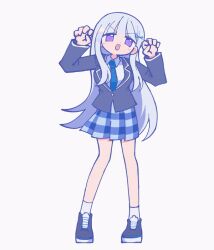 1girl animated animated_gif ayatsuno_yuni full_body hair_ornament hairclip long_hair odayaka purple_eyes school_uniform solo standing very_long_hair virtual_youtuber
