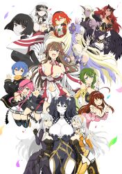 +_+ 6+girls absurdres ahoge ajikeneko amagi_sealing_congregation_school_uniform amane_(senran_kagura) armor bird_girl bird_wings black_eyes black_feathers black_hair black_loincloth black_pantyhose blindfold blonde_hair blue_eyes blue_hair bob_cut breast_curtains breasts brown_eyes brown_hair chinese_knot claws cleavage closed_eyes closed_mouth colored_inner_hair colored_skin demon_girl detached_collar detached_sleeves dress earrings eyepatch falling_petals feathers fingerless_gloves flat_chest flower flower-shaped_pupils flower_eyepatch flower_over_eyes frontless_outfit fubuki_(senran_kagura) gekkou_(senran_kagura) gloves green_eyes green_hair grey_hair hair_flower hair_ornament hair_over_eyes hair_rings hairband hairpin highres hiyori_(senran_kagura) huge_breasts japanese_armor japanese_clothes jewelry kazakiri_(senran_kagura) kimono kureha_(senran_kagura) large_breasts leaf_print lily_(flower) long_hair looking_at_viewer midair mismatched_earrings multicolored_hair multiple_girls multiple_hairpins navel neck_tassel one_eye_closed orange_eyes orange_hair pale_skin pantyhose petals pink_dress pink_hair pink_hairband pink_pupils pointy_ears print_hairband purple_skin rasetsu_(senran_kagura) red_eyes red_hair red_skin red_streaks revealing_clothes ribbon-trimmed_kimono ribbon_trim school_uniform senkou_(senran_kagura) senran_kagura senran_kagura_new_link shin_(senran_kagura) short_hair shura_(senran_kagura) side_ponytail sideboob smile streaked_hair symbol-shaped_pupils tamayura_(senran_kagura) tearing_up third_eye toki_(senran_kagura) two-tone_hair two-tone_kimono two_side_up ui_(senran_kagura) waving wavy_hair white_flower white_hair white_lily winged_arms wings yasha_(senran_kagura) yellow_hairband