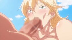10s 1boy 1girl animated animated_gif blonde_hair blue_eyes breasts censored cum cum_in_mouth deepthroat ejaculation fellatio gokkun hetero huge_breasts irrumatio large_breasts mosaic_censoring nude nudist_beach_ni_shuugakuryokou_de!! nudist_beach_ni_shuugakuryokou_de!!_the_animation oral penis pink_pineapple solo_focus suomi-sensei teacher_and_student throat_bulge