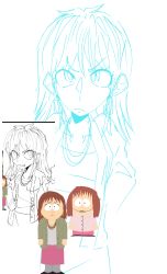 Rule 34 | 2girls, absurdres, brown hair, dual persona, highres, long hair, multiple girls, aged up, pink skirt, shelly marsh, skirt, south park