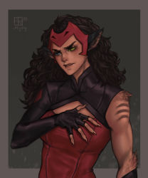10s absurdres animal_ears blue_eyes brown_hair cat_ears cat_girl cat_tail catra claws fur heterochromia highres jas_(41496665) masters_of_the_universe red_headwear she-ra_and_the_princesses_of_power tail bad_tag yellow_eyes