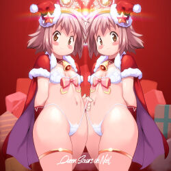 2girls chocolat_queen christmas highres looking_at_viewer marron_queen multiple_girls yu_3