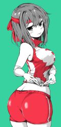 ass breasts girls_und_panzer kondou_taeko large_breasts shiiba_aki short_shorts shorts tagme