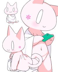 2channel artist_request breasts cat furry shii smartphone white_eyes