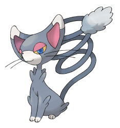 Rule 34 | :3, animal focus, blue eyes, cat, closed mouth, colored sclera, full body, gen 4 pokemon, glameow, highres, nintendo, no humans, official art, pokemon, pokemon (creature), pokemon dppt, pokemon focus, simple background, smile, solo, sugimori ken, third-party source, whiskers, white background, yellow sclera