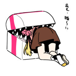 1girl anyoji_hime ass black_bow black_ribbon blonde_hair bow bow_legwear brown_dress check_commentary commentary_request dress frieren_stuck_in_a_mimic_(meme) gradient_hair hair_ribbon hasu_no_sora_school_uniform jacket link!_like!_love_live! loafers long_hair long_sleeves love_live! medium_dress meme mimic mimic_chest multi-tied_hair multicolored_hair multicolored_shoes parody pink_hair pink_jacket ponytail ribbon school_uniform shinanoya_(satanicad) shoes simple_background socks solo stuck translated two-tone_shoes very_long_hair virtual_youtuber white_background white_shoes white_socks winter_uniform yellow_shoes