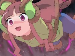 1girl brown_hair corruption digimon digimon_ghost_game female_focus hitsugi_mc long_hair purple_eyes solo tsukiyono_ruli