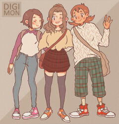 Rule 34 | 3girls, digimon, happy, multiple girls, one eye closed, smile, tachikawa mimi, takenouchi sora, wink, yagami hikari