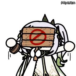 1girl animated animated_gif flailing genshin_impact hidden_face lowres nahida_(genshin_impact) ponytail seseren signpost