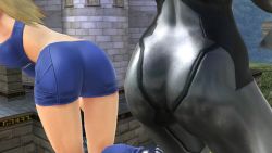 2girls 3d ass ass_focus bodysuit hip_focus huge_ass metroid multiple_girls nintendo samus_aran screencap shorts super_smash_bros. thick_thighs thighs wide_hips