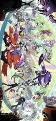 arven_(pokemon) black_hair black_pants black_sclera blonde_hair blue_eyes blue_hair blue_mittens blue_scarf blush bow-shaped_hair brassius_(pokemon) breasts brown_hair character_hair_ornament character_request clavell_(pokemon) claws closed_eyes closed_mouth collared_shirt colored_sclera dendra_(pokemon) eyelashes florian_(pokemon) geeta_(pokemon) gen_1_pokemon green_hair grey_eyes grusha_(pokemon) hair_between_eyes hair_ornament hand_up hassel_(pokemon) hat highres holding iono_(pokemon) jacket jacq_(pokemon) juliana_(pokemon) kakashino_kakato koraidon larry_(pokemon) long_hair long_sleeves magnemite male_focus miraidon miriam_(pokemon) mittens multicolored_hair multiple_boys multiple_girls naranja_academy_school_uniform necktie nemona_(pokemon) nintendo open_mouth orange_eyes pants penny_(pokemon) perrin_(pokemon) pink_hair pokemon pokemon_(creature) pokemon_sv poppy_(pokemon) raifort_(pokemon) rika_(pokemon) sada_(pokemon) scarf scarf_over_mouth school_uniform sharp_teeth shirt short_hair shorts single_leg_pantyhose sleeveless sleeves_past_fingers sleeves_past_wrists smile striped_clothes striped_scarf teeth turo_(pokemon) two-tone_hair tyme_(pokemon) uva_academy_school_uniform yellow_jacket yellow_sclera