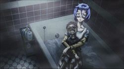 animated animated_gif bathtub blue_hair bug corpse creepy death fly insect lowres motoko_maeda shiki_(novel)