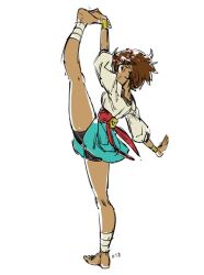 1girl ajna_(indivisible) dark-skinned_female dark_skin flexible indivisible kinuko_(kinucakes) standing standing_on_one_leg tagme