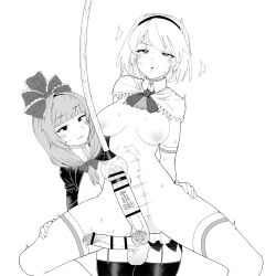 2futa ahegao alice_margatroid bdsm black_thighhighs blunt_bangs breasts forced_orgasm futa_with_futa futanari futasub hair_ribbon headband heart heart-shaped_pupils kagiyama_hina large_breasts long_hair medium_breasts milking_machine misabon multiple_futa nipples nude penis pubic_tattoo ribbon short_hair symbol-shaped_pupils tattoo testicles thigh_strap thighhighs thighs touhou