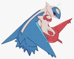 closed_eyes closed_mouth dragon full_body gen_3_pokemon highres latias latios legendary_pokemon nintendo no_humans pokemon pokemon_(creature) pokemon_focus red_eyes sana_(sanaa653) smile twitter_username white_background
