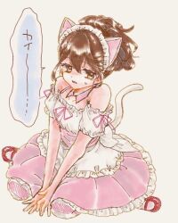 1girl 70lio bad_id bad_pixiv_id black_hair food long_hair maid necktie non-web_source popsicle robotics;notes senomiya_akiho shy solo upper_body