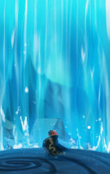 Rule 34 | 1boy, absurdres, aquiline nose, beard, black robe, closed mouth, facial hair, full body, ganondorf, highres, in-universe location, long sleeves, male focus, nintendo, nose, orange hair, outdoors, robe, rock, short hair, solo, the legend of zelda, the legend of zelda: the wind waker, water, wide shot, yuuri (fukuroudou)