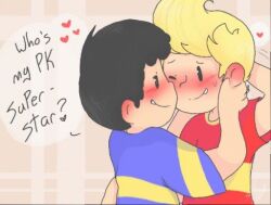 bad_tag black_hair blonde_hair child hat lucas_(mother_3) mother_(series) mother_2 mother_3 ness_(mother_2) nintendo red_hat shirt shota striped_clothes striped_shirt super_smash_bros. yaoi