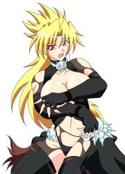 1girl artist_request blonde_hair breasts cleavage female_focus kamui_raira large_breasts long_hair open_mouth red_eyes solo tagme topless_female wrestle_angels wrestle_angels_survivor wrestler