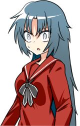 Rule 34 | 1girl, blue eyes, blue hair, long hair, mahou shoujo madoka magica, mahou shoujo oriko magica, school uniform, solo, sonohi210