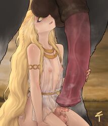 2boys absurdres animal_penis bestiality blonde_hair covered_erect_nipples elden_ring elden_ring:_shadow_of_the_erdtree gigantic_penis highres horse horse_penis huge_testicles long_hair looking_at_penis looking_up miquella_(elden_ring) multiple_boys nipples penis penis_awe penises_touching see-through_clothes steaming_body testicles testicles_on_face trap very_long_hair yellow_eyes ztyoho