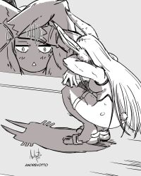 1girl absurdres andrevotto animal_ears artist_name bare_shoulders blush boku_no_hero_academia breasts cat_shadow_puppet_(meme) clothing_cutout commentary crossed_arms double_w english_commentary greyscale highleg highleg_leotard highres large_breasts leotard long_hair meme mirko monochrome multiple_views rabbit_ears rabbit_girl rabbit_tail shadow shadow_puppet signature simple_background sleeveless_turtleneck_leotard squatting tail tail_through_clothes thick_thighs thighhighs thighs toned toned_female triangle_mouth very_long_hair w