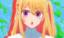 Rule 34 | 1girl, absurdres, animated, animated gif, blonde hair, dot nose, female focus, highres, hoshino ruby, long hair, long sleeves, open mouth, oshi no ko, pink eyes, pop in 2, shirt, sidelocks, solo, solo focus, star-shaped pupils, star (symbol), star in eye, symbol-shaped pupils, symbol in eye, teeth, white shirt