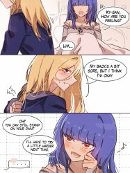 1boy 1girl 3koma assertive_female blonde_hair blue_hair comic dizzy_(guilty_gear) guilty_gear hetero highres ky_gwangin ky_kiske red_eyes speech_bubble