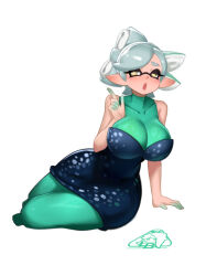 1girl breasts large_breasts little_blood marie_(splatoon) nintendo simple_background solo splatoon_(series) splatoon_1 white_background