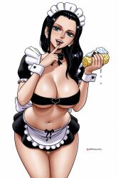 absurdres ai-assisted breasts cleavage highres large_breasts maid microskirt nico_robin one_piece prixmal skirt strapless tagme tube_top