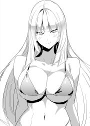 1girl bikini blush breasts clash_kuro_neko emilie_de_rochefort large_breasts long_hair looking_at_viewer monochrome namco swimsuit tekken