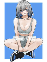 1girl bambi_surprise breasts large_breasts nike_(company) shoes short_hair sneakers tagme