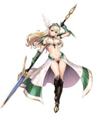 Rule 34 | 1girl, absurdres, arm strap, arm up, armor, armored boots, bare shoulders, bikini, bikini armor, bikini skirt, bikini warriors, blonde hair, blue eyes, boots, breasts, cleavage, earrings, female focus, frills, full body, gauntlets, gip-03&alpha; valkyrie, greaves, hairband, high boots, highres, holding, holding behind back, holding weapon, holding weapon behind back, itou shizuka, jewelry, knee boots, large breasts, long hair, looking at viewer, navel, official art, polearm, side-tie bikini bottom, skirt, solo, spear, swimsuit, tony taka, transparent background, valkyrie (bikini warriors), very long hair, voice actor connection, weapon, winged hairband