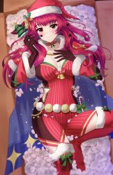1girl blue_cape bodysuit breasts breasts_apart cape doiparuni facial_mark fire_emblem fire_emblem_engage fire_emblem_heroes hair_ornament hat highres holly holly_hair_ornament ice_pick large_breasts multicolored_cape nintendo official_alternate_costume red_bodysuit red_cape santa_hat solo star_(symbol) star_facial_mark star_hair_ornament star_print two-tone_cape yunaka_(fire_emblem) yunaka_(spirited_envoy)_(fire_emblem)