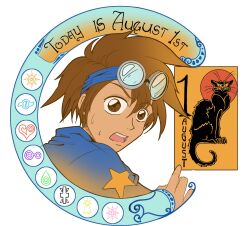 Rule 34 | 1boy, calendar, cat, crests (digimon), digimon, digimon adventure, goggles, goggles on head, highres, male focus, meme, solo, yagami taichi