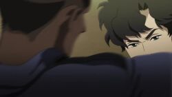 1girl 4boys animated axel_(lazarus) battle black_necktie dark-skinned_male dark_skin dodging elevator fighting lazarus long_hair multiple_boys necktie short_hair slam sound swinging_weapon tagme video