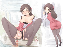 10s 1girl anus ass bad_id bad_pixiv_id black_bra black_panties blush bra breasts brown_eyes brown_hair censored clerk_(pokemon) clothing_aside cum cum_in_pussy cum_on_body cum_on_clothes cum_on_lower_body feet ferris_wheel_interior footjob formal_clothes lingerie long_hair looking_back medium_breasts multiple_views nintendo nipples npc_trainer office_lady open_mouth panties panties_aside panties_under_pantyhose pantyhose pencil_skirt penis poke_ball pokemon pokemon_bw pussy skirt skirt_set skirt_suit spread_legs suit torn_clothes torn_legwear underwear uniform vest yuno_(mioalice)