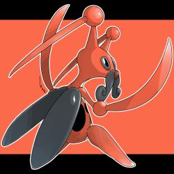 brown_eyes dated facial_hair full_body gen_4_pokemon highres insect_wings kricketune nintendo no_humans pokemon pokemon_(creature) simple_background solo two-tone_background user_ktch2537 wings