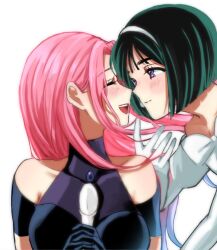Rule 34 | 2girls, alien stage, bedmfmf, black dress, black gloves, black hair, blue hair, bob cut, closed eyes, closed mouth, clothing cutout, commentary, dress, gloves, hairband, hashtag-only commentary, highres, holding, holding microphone, long hair, microphone, mizi (alien stage), multicolored hair, multiple girls, open mouth, pink hair, purple eyes, short hair, shoulder cutout, smile, sua (alien stage), thumbnail collage, two-tone hair, white dress, white gloves, white hairband