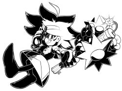 Rule 34 | 1girl, adjusting eyewear, ahoge, arm up, big hair, bomb, boots, bouquet, buttons, clenched hand, commission, dress, dynamite, eggette, explosive, female focus, flat chest, flower, fuse, greyscale, grin, hairband, hand up, happy, high contrast, holding, holding bouquet, incoming gift, leaning back, leg up, looking at viewer, monochrome, outstretched arm, puffy short sleeves, puffy sleeves, rockthebull, short sleeves, sideways mouth, simple background, smile, solo, sonic (series), standing, standing on one leg, sunglasses, teeth, thigh boots, white background