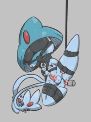 1boy anal anal_object_insertion arms_behind_back azelf ball_gag blindfold bondage_outfit bound bound_legs collar creatures_(company) crying dildo erection gag gagged game_freak gen_4_pokemon grey_background highres legendary_pokemon male_focus male_penetrated multiple_tails nintendo nipple_stimulation no_humans object_insertion penis pokemon pokemon_(creature) precum remote_control_vibrator saliva sex_toy shiny_skin simple_background solo spread_legs suspension tail tape tears testicles thigh_strap two_tails uncensored vibrator vibrator_cord vibrator_on_nipple vono_(voon)