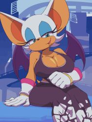 \m/ animal_ears animated animated_gif bat_ears bat_girl bat_tail bat_wings blue_eyeshadow breasts eyelashes eyeshadow flashing furry furry_female gloves green_eyes heart_pasties huge_breasts long_eyelashes makeup official_alternate_costume paid_reward_available pasties rouge_the_bat sonic_(series) sonic_riders sonic_riders_(series) twistedgrim white_gloves wings