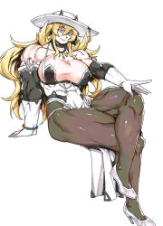 Rule 34 | 1girl, abs, bare shoulders, barghest (fate), biceps, blonde hair, breasts, dress, fate/grand order, fate (series), gloves, green eyes, highres, horns, huge breasts, long hair, looking at viewer, minew, muscular, muscular female, smile, solo, thick thighs, thighs
