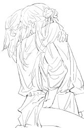 Rule 34 | 2girls, absurdres, arms around neck, between legs, braid, chinese commentary, commentary request, commission, fingering, greyscale, half up braid, highres, kiss, lanserongjie, long hair, long sleeves, medium hair, miyagi shiori, monochrome, multiple girls, second-party source, sendai hazuki, shuuniichido classmate wo kau hanashi, skirt, yuri