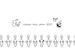 2021 animal_ears blue_pikmin bottle chinese_zodiac commentary_request cow_ears cow_horns cow_tail creature creature_focus crumbs drink fake_animal_ears fake_horns fake_tail flying greyscale hand_on_own_hip happy_new_year highres holding holding_bottle holding_drink horns insect_wings leaf monochrome new_year nintendo no_humans no_mouth pikmin_(creature) pikmin_(series) pointy_ears pointy_nose purple_pikmin red_pikmin rock rock_pikmin short_hair simple_background solid_circle_eyes t_(user_rftm8574) tail very_short_hair white_background white_pikmin winged_pikmin wings year_of_the_ox yellow_pikmin